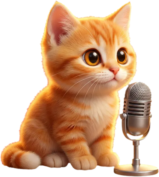 Кот-маскот SweetWhisper у микрофона — голосовой ввод текста офлайн на Windows и Android
